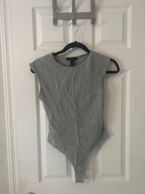 Forever 21 Gray Sleeveless Crewneck Bodysuit